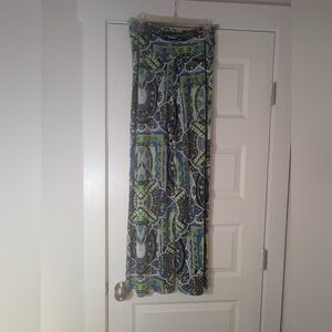 Bobbie Brooks Size M Palazzo Wide Leg Pants in Blue and Green Pattern